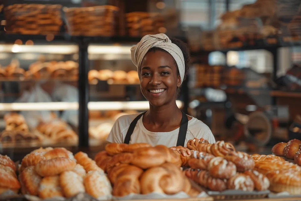 Pão no Cardápio: Vilão ou Aliado da Saúde? A Verdade que Você Precisa Saber 1 mulher com pães