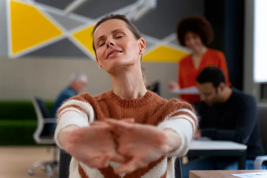 Procrastinação: Por Que Você Sempre Deixa Tudo Para Depois (e Como Mudar Isso de Vez!) 3 mulher se alongando